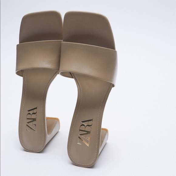 Zara Shoes - Zara BLOCK HEEL LEATHER SANDALS MINK GRAY - REF. 2313/710